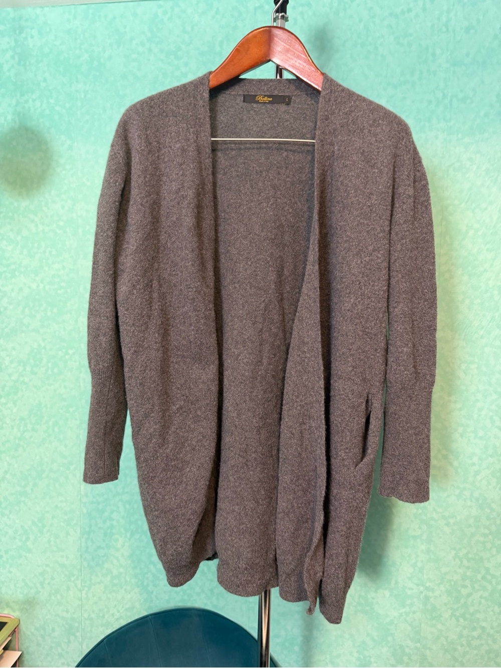 🩶🪩Bellina Open Front Gray Cashmere/Wool Cardigan